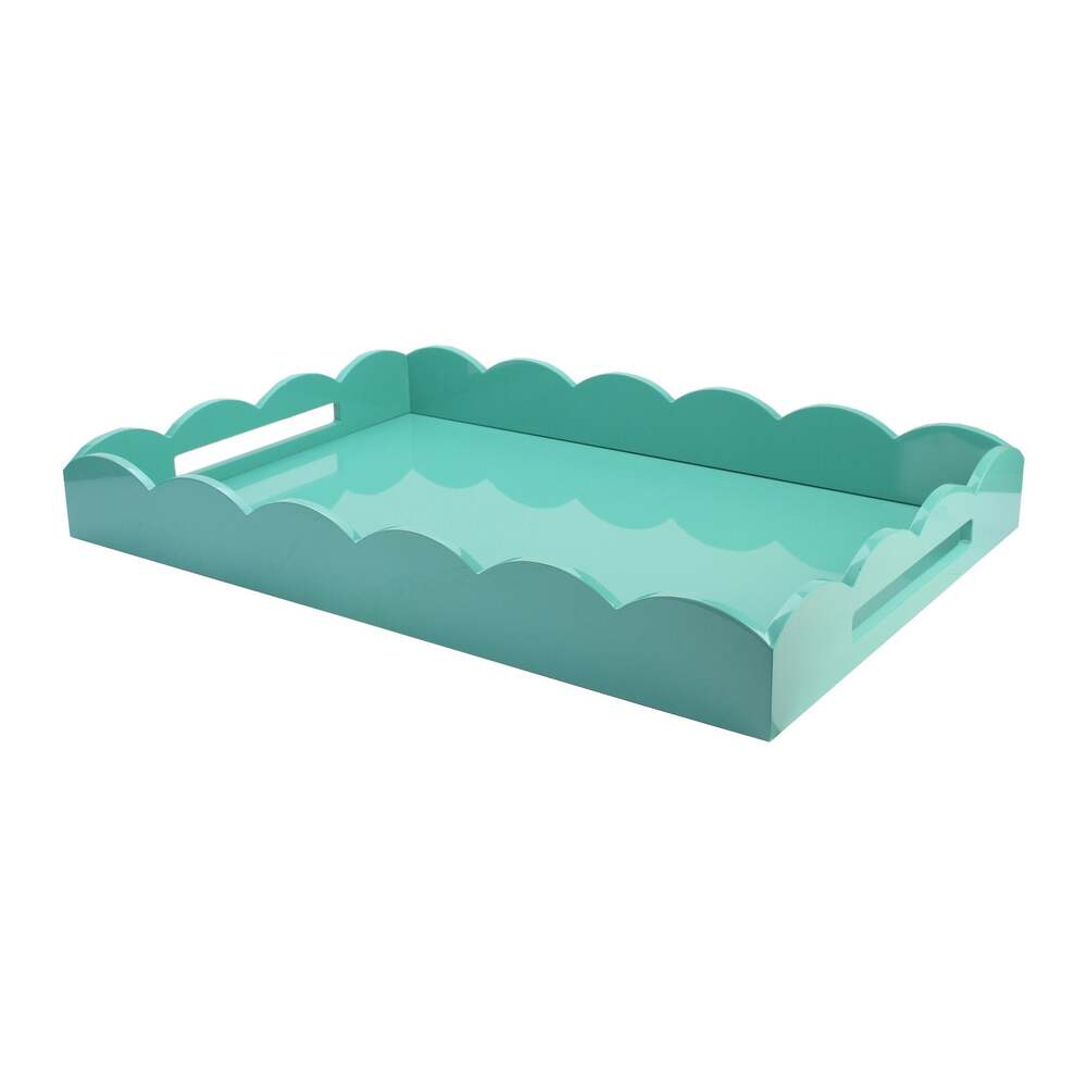 Large Turquoise Scalloped Edge Tray 26"x17" by Addison Ross