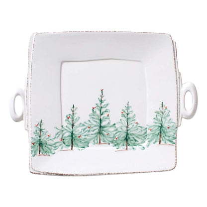 Lastra Holiday Handled Square Platter by VIETRI 