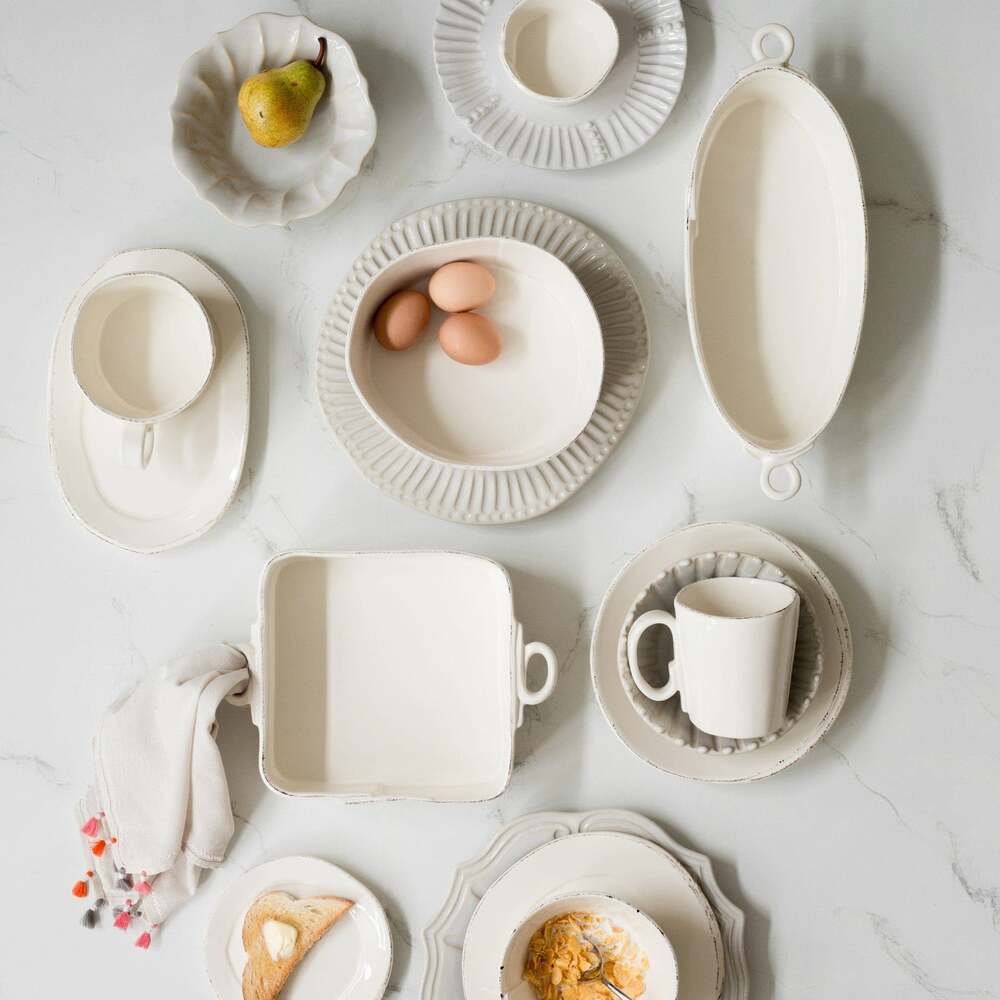 Lastra White Oval Tray by VIETRI by Additional Image -2