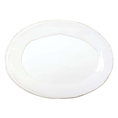 Lastra White Small Oval Platter by VIETRI 