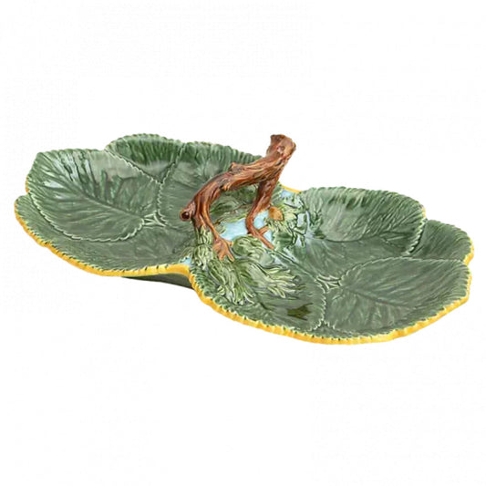 Leaf Majolica Double Plate with Nuts by Mottahedeh