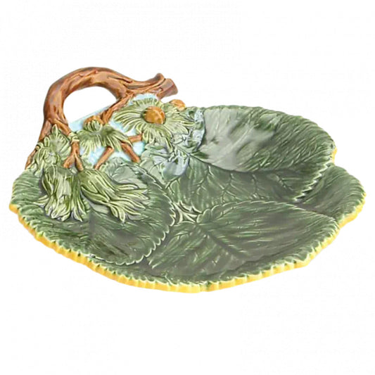 Leaf Majolica Single Plate with Nuts by Mottahedeh