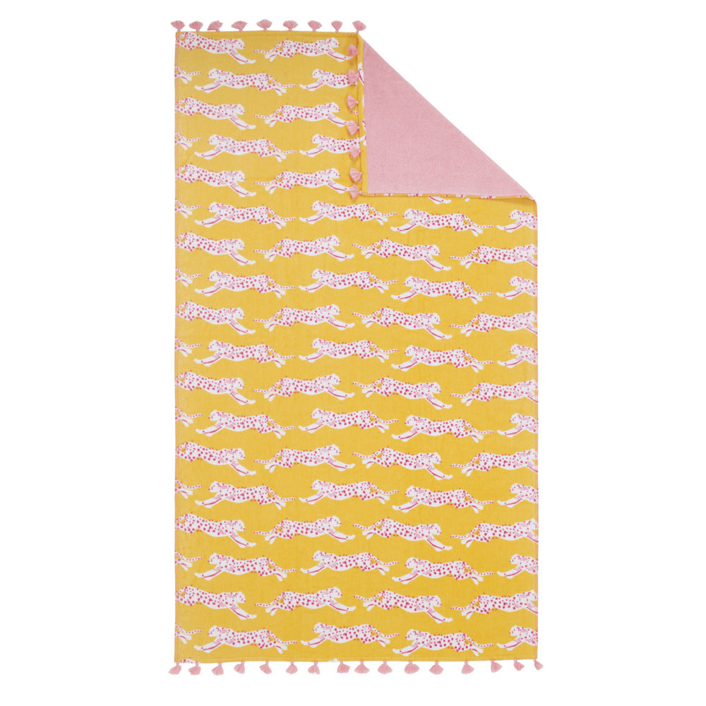 Leaping Leopard Beach Towel Lemonade 