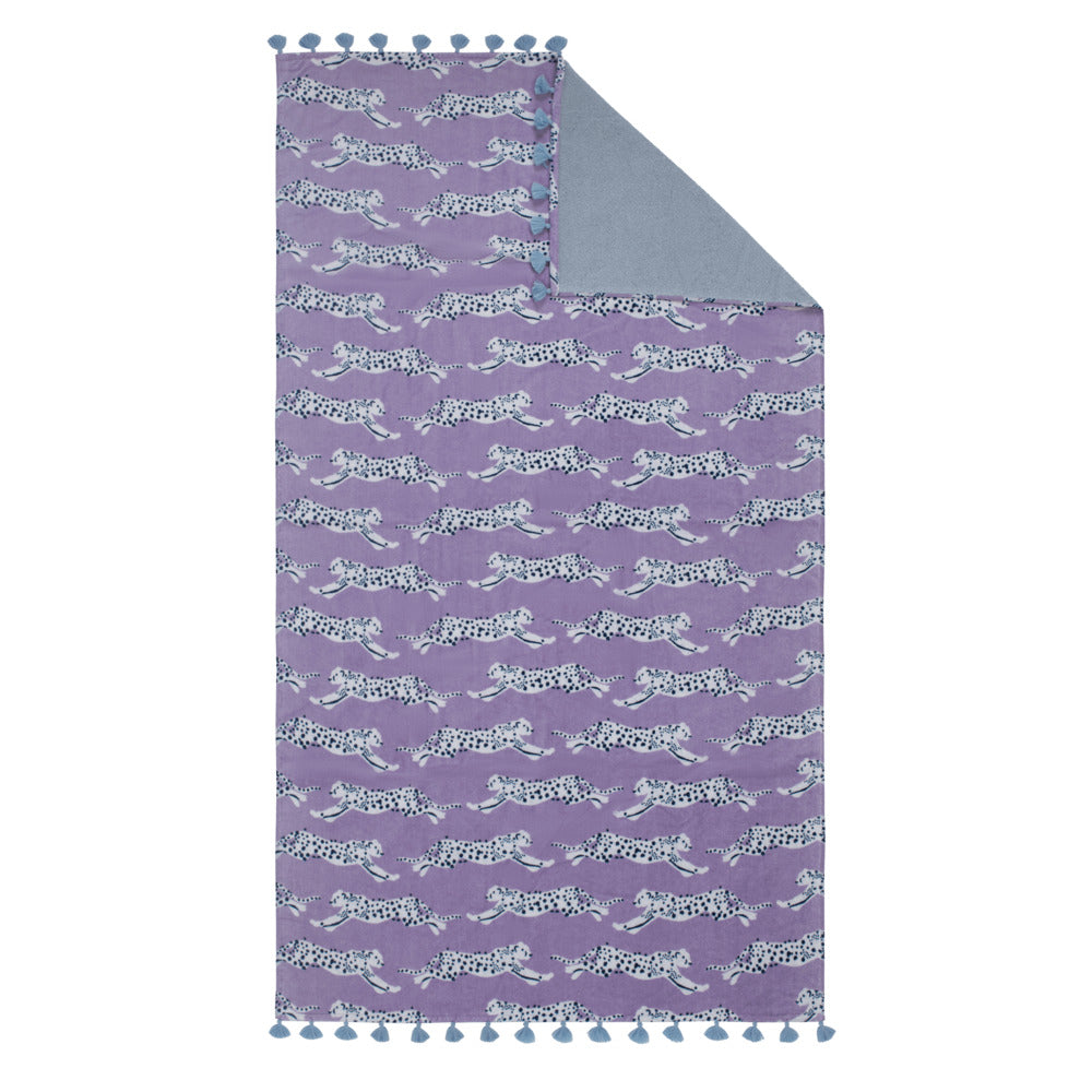 Leaping Leopard Beach Towel Lilac 