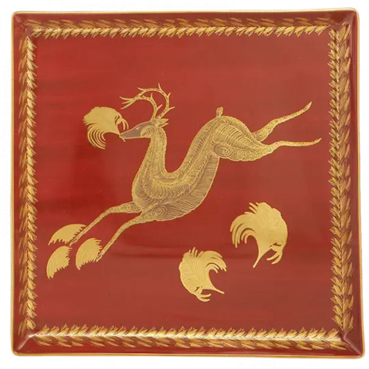 Leaping Reindeer Square Tray by Mottahedeh