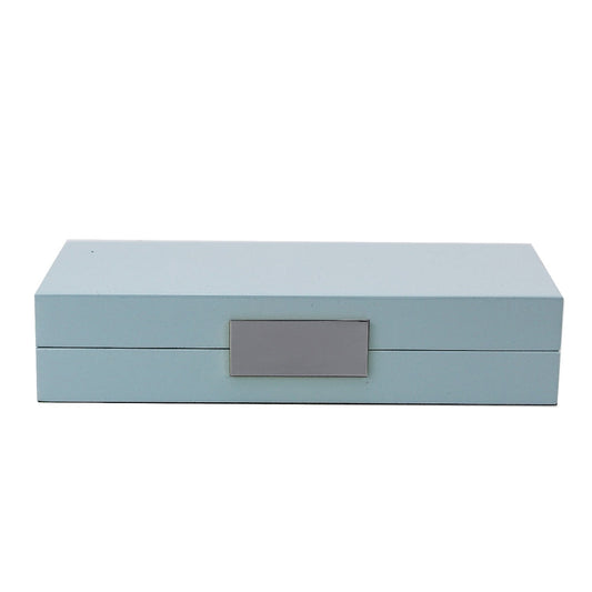 Light Blue Lacquer Box With Gold 4"x 9" by Addison Ross