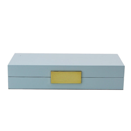 Light Blue Lacquer Box With Silver 4"x 9" by Addison Ross