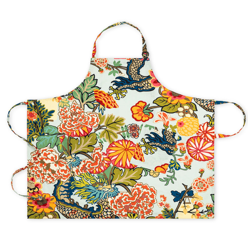 Linen Apron O/S Chiang Mai Dragon Aquamarine 