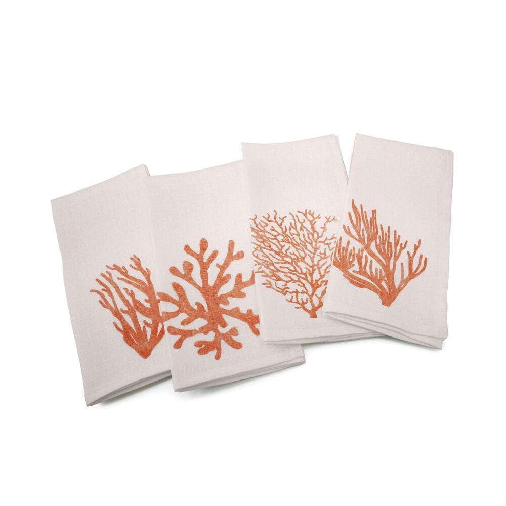 Linen Napkins, Set of 4 - Coral Print by Simon Pearce 1