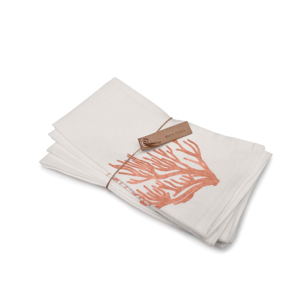 Linen Napkins, Set of 4 - Coral Print by Simon Pearce 