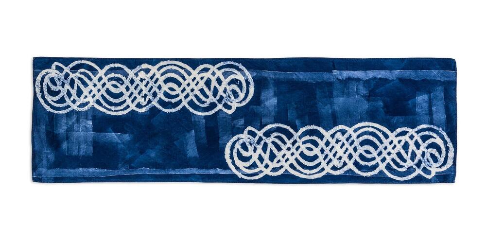 Linen Runner, 67" - Blue Waves by Simon Pearce 