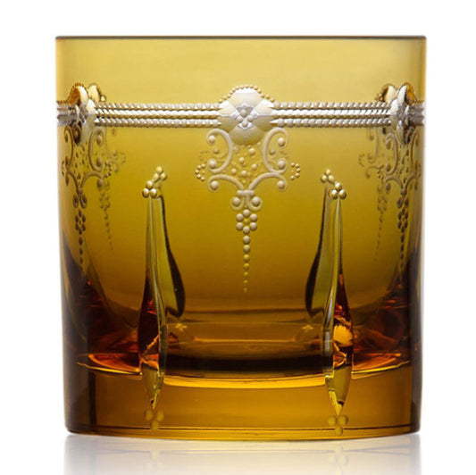 Lisbon Amber Double Old Fashioned Glass by Varga Crystal 