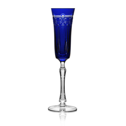 Lisbon Cobalt Champagne Flute by Varga Crystal 