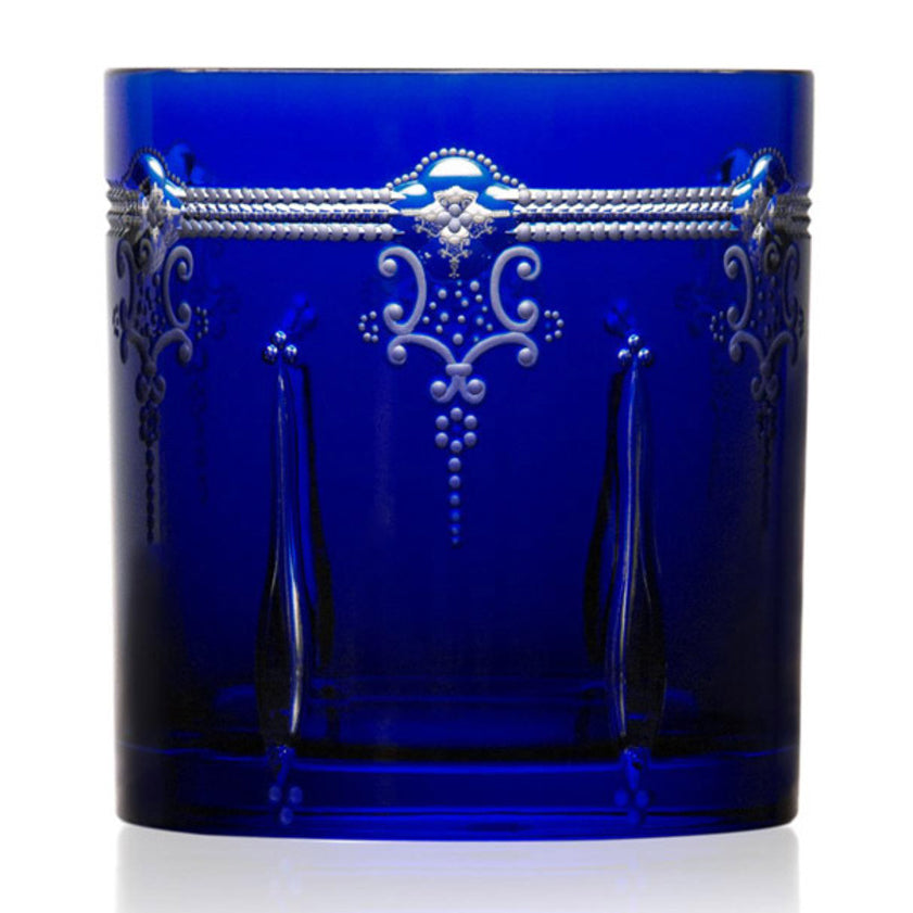 Lisbon Cobalt Double Old Fashioned Glass by Varga Crystal 