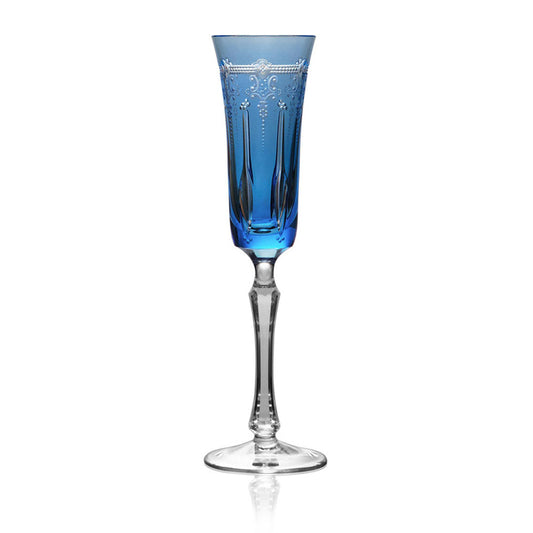 Lisbon Sky Blue Champagne Flute by Varga Crystal 