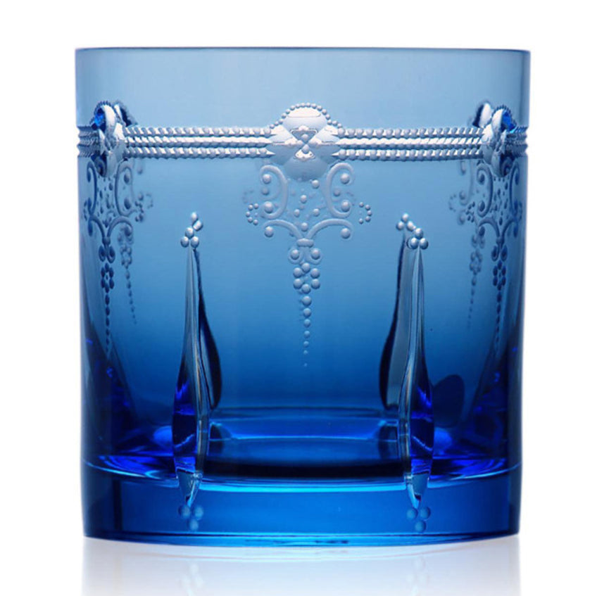 Lisbon Sky Blue Double Old Fashioned Glass by Varga Crystal 