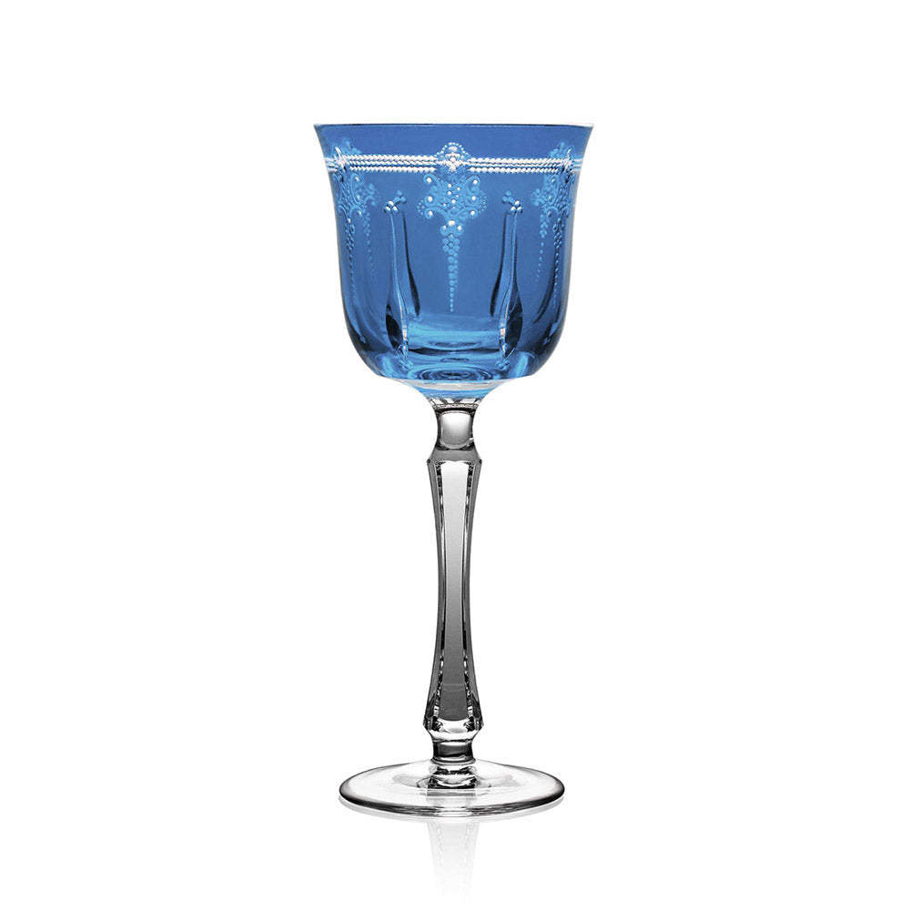 Lisbon Sky Blue Wine Glass by Varga Crystal 