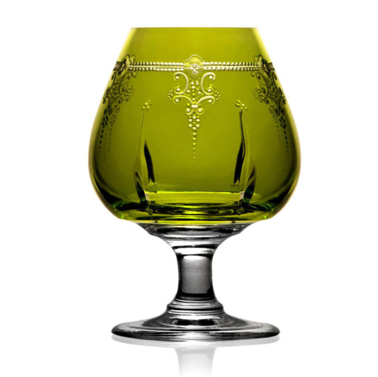 Lisbon Yellow-Green Grand Brandy Glass by Varga Crystal 