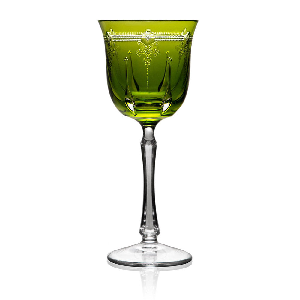 Lisbon Yellow-Green Water Goblet by Varga Crystal 