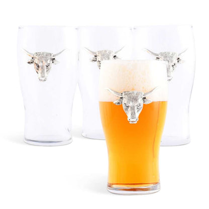 Longhorn Beer Pint Glass - Set of 4 by Arthur Court Designs