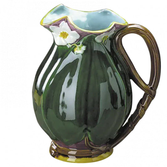 Lotus Majolica Green with Floral Pitcher by Mottahedeh