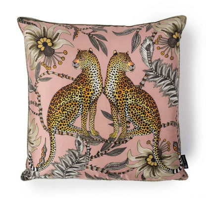 Lovebird Leopards Pillow Silk by Ngala Trading Company