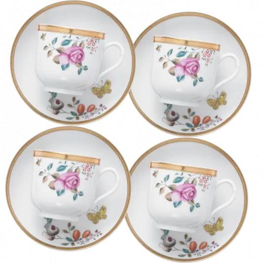 Lowestoft Garden Cup & Saucer Set of 4 by Mottahedeh