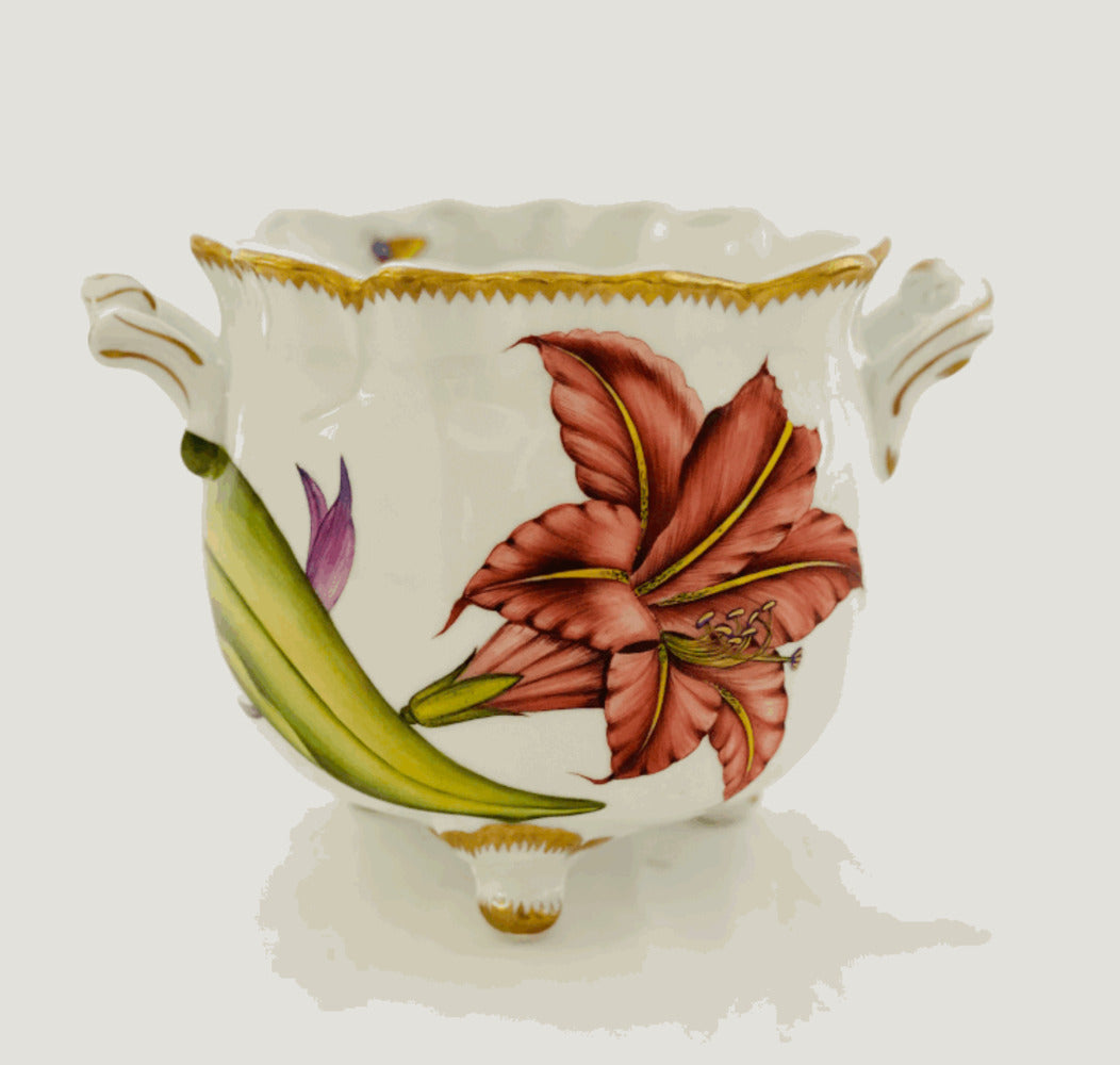 M180 - Red Flower Ruffled Cachepot by Anna Weatherley