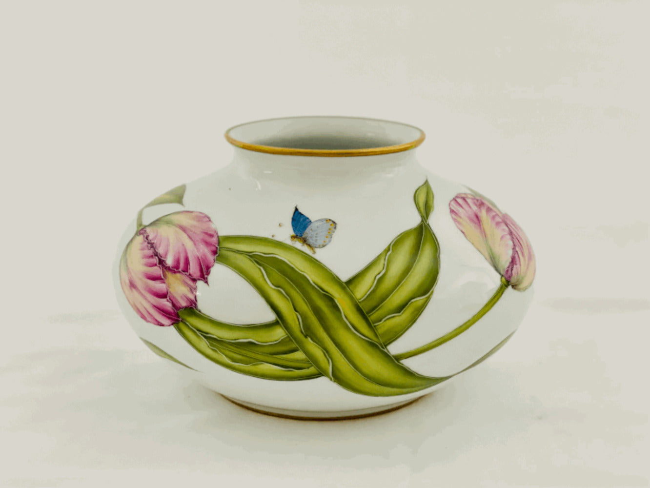 M388 - Pink Tulip Low Vase by Anna Weatherley