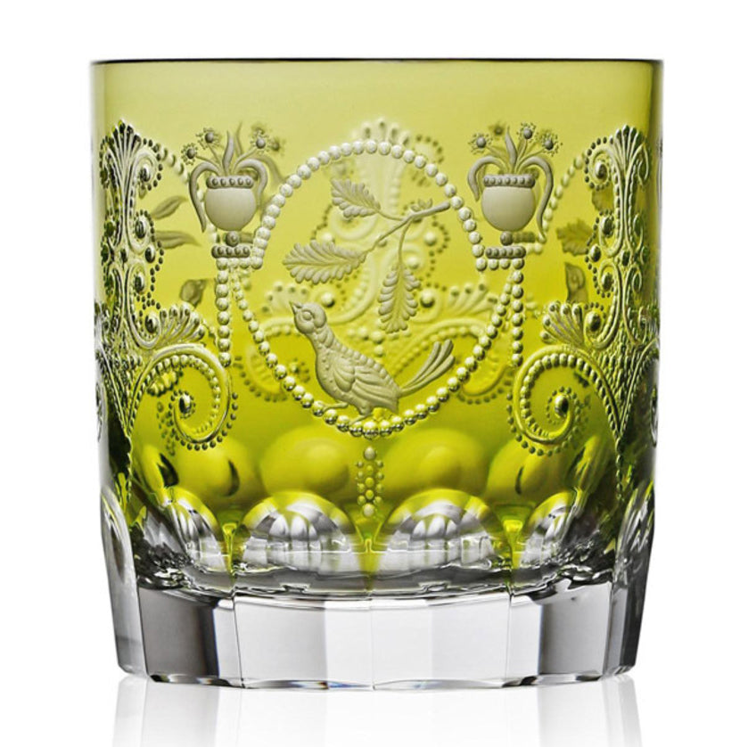 Madeira Yellow-Green Double Old Fashioned Glass by Varga Crystal 