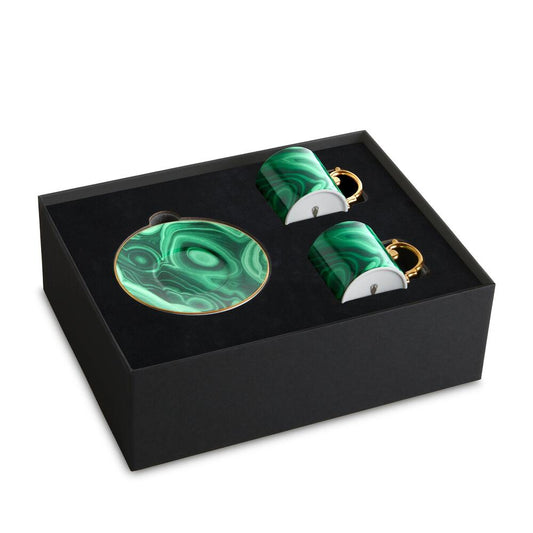 Malachite Espresso Cup & Saucer Set of 2 by L'Objet 