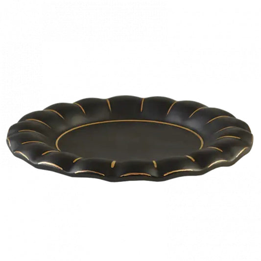 Matte Black Plate Lobed with Gold by Mottahedeh
