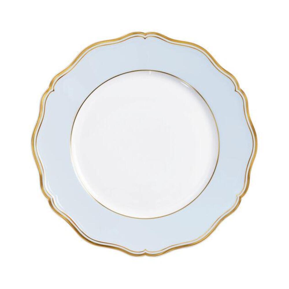 Mazurka Gold with Blue Grey Background Dinner Plate by Raynaud 