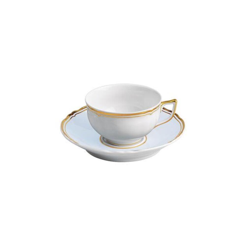 Mazurka Gold with Blue Grey Background Tea Saucer by Raynaud 2