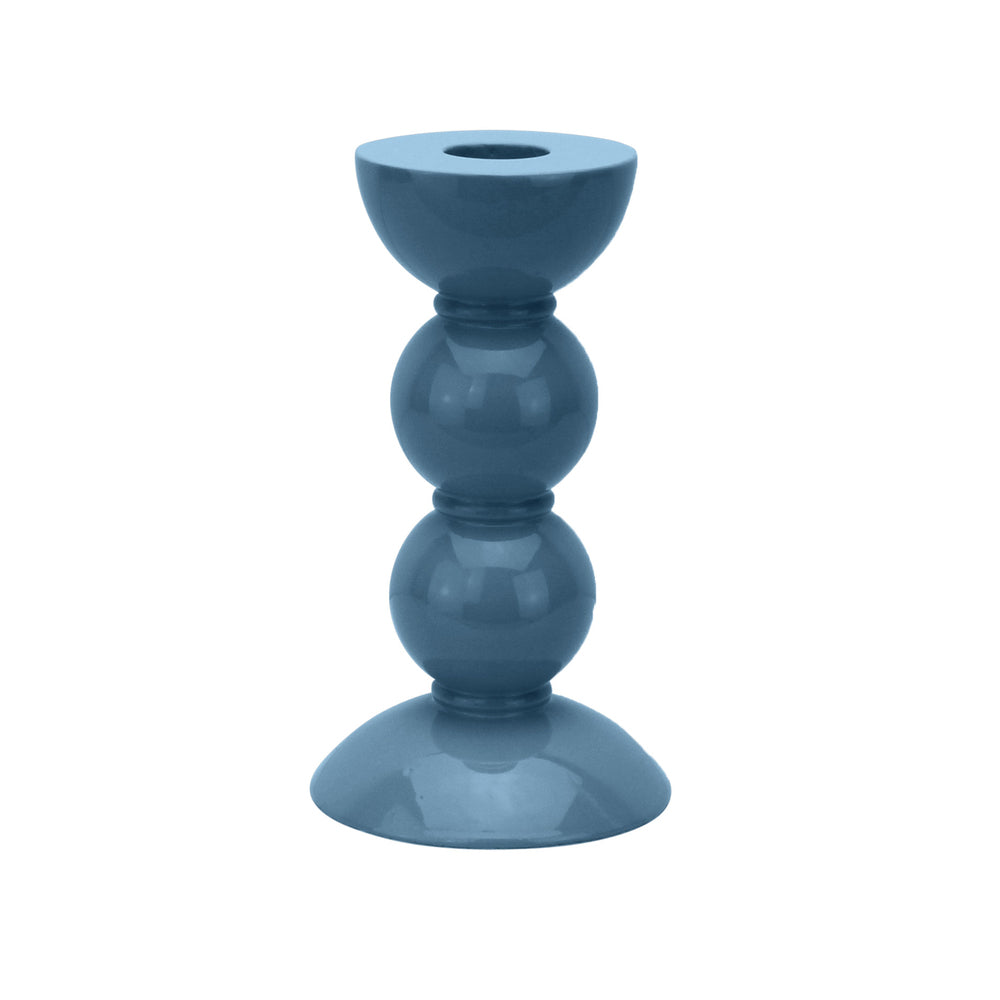 Medium Chambray Blue Bobbin Candlestick - 14cm by Addison Ross