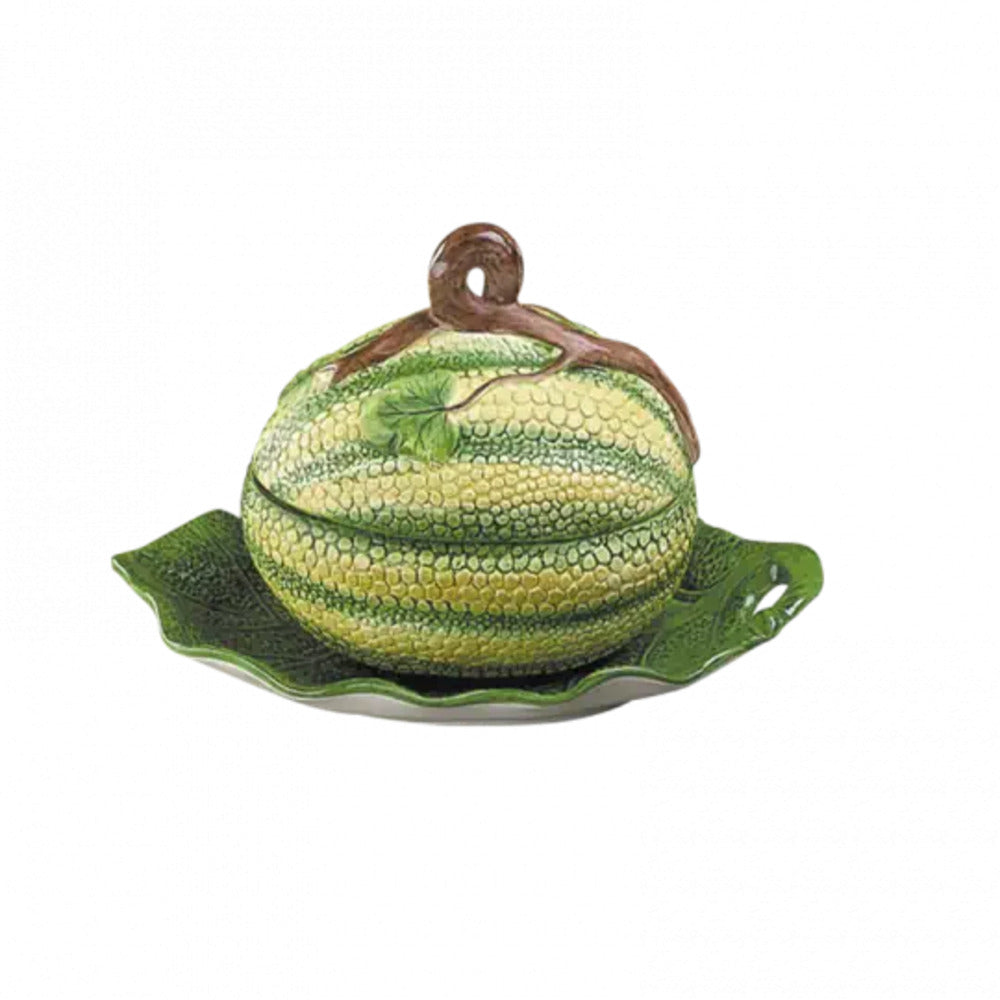 Melon Box with Stand, Majolica by Mottahedeh