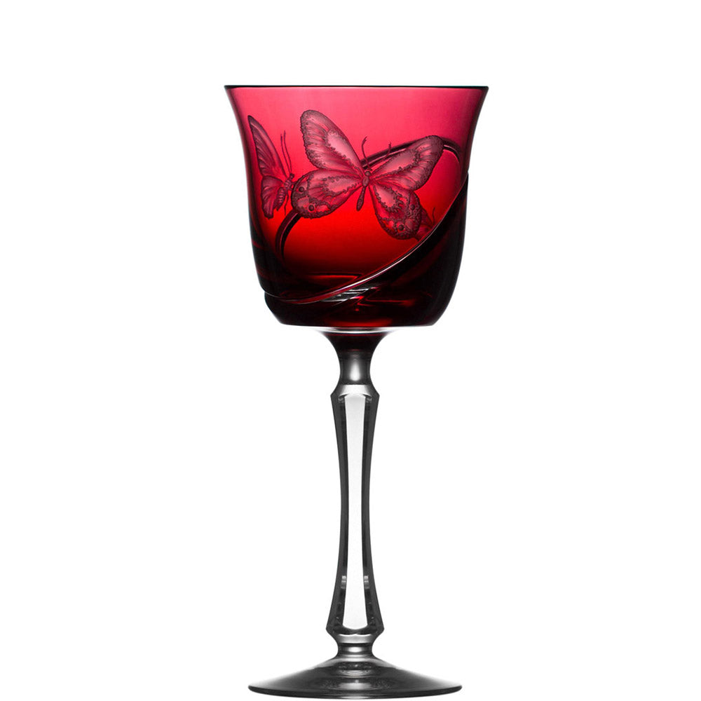 Metamorphoses Raspberry Water Goblet by Varga Crystal 