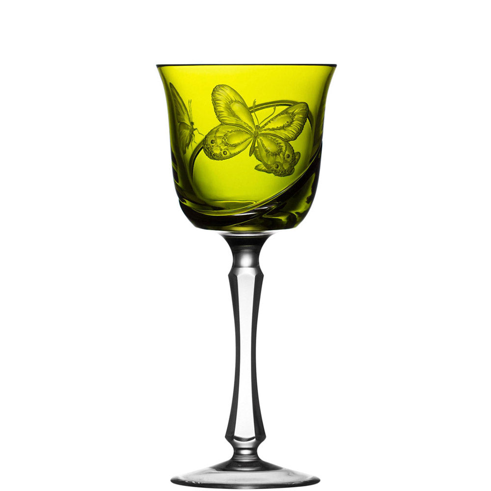 Metamorphoses Yellow-Green Water Goblet by Varga Crystal 