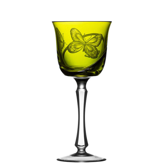 Metamorphoses Yellow-Green Water Goblet by Varga Crystal 