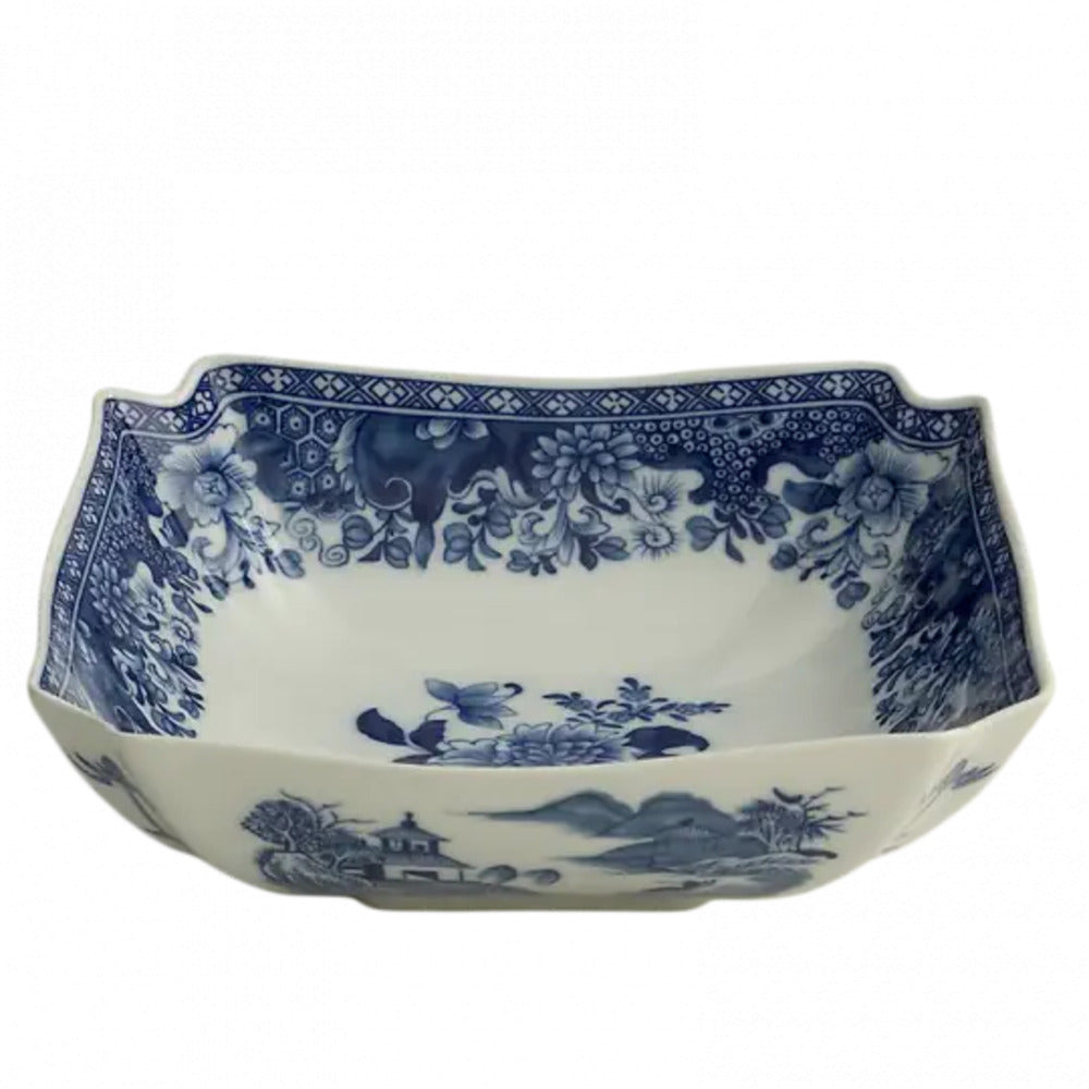 Metropolitan Low Square Blue & White Bowl by Mottahedeh