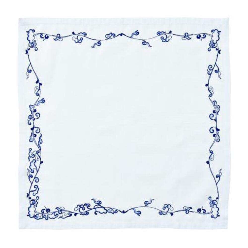 Ming Border Napkin in White & Navy - Set of 4 by Kim Seybert 4