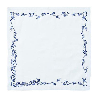 Ming Border Napkin in White & Navy - Set of 4 by Kim Seybert 4