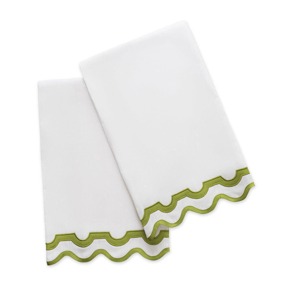 Mirasol Guest Towels set of 2 White & Grass 