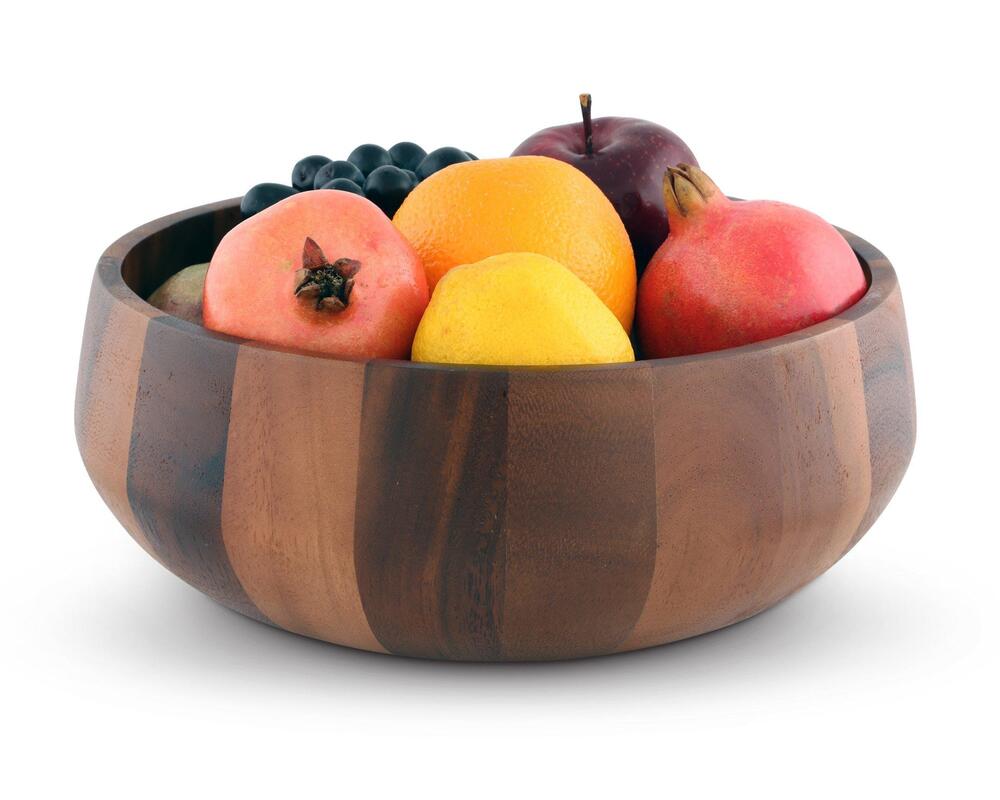 Modern Round Acacia Wood Salad Bowl Large by Arthur Court Designs 3