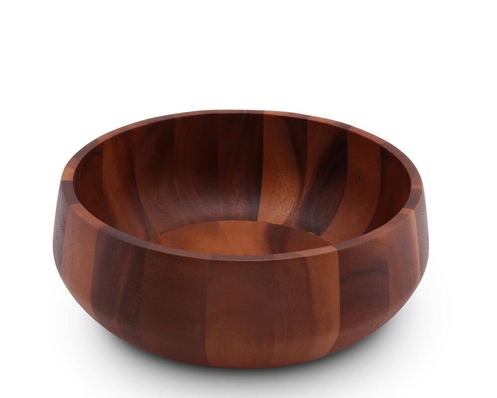 Modern Round Acacia Wood Salad Bowl Large by Arthur Court Designs 5