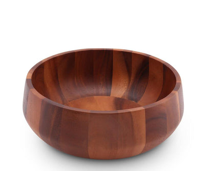 Modern Round Acacia Wood Salad Bowl Large by Arthur Court Designs