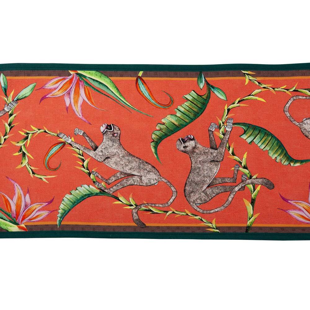 Monkey Paradise Table Runner - Coral by Ngala Trading Company Additional Image - 2