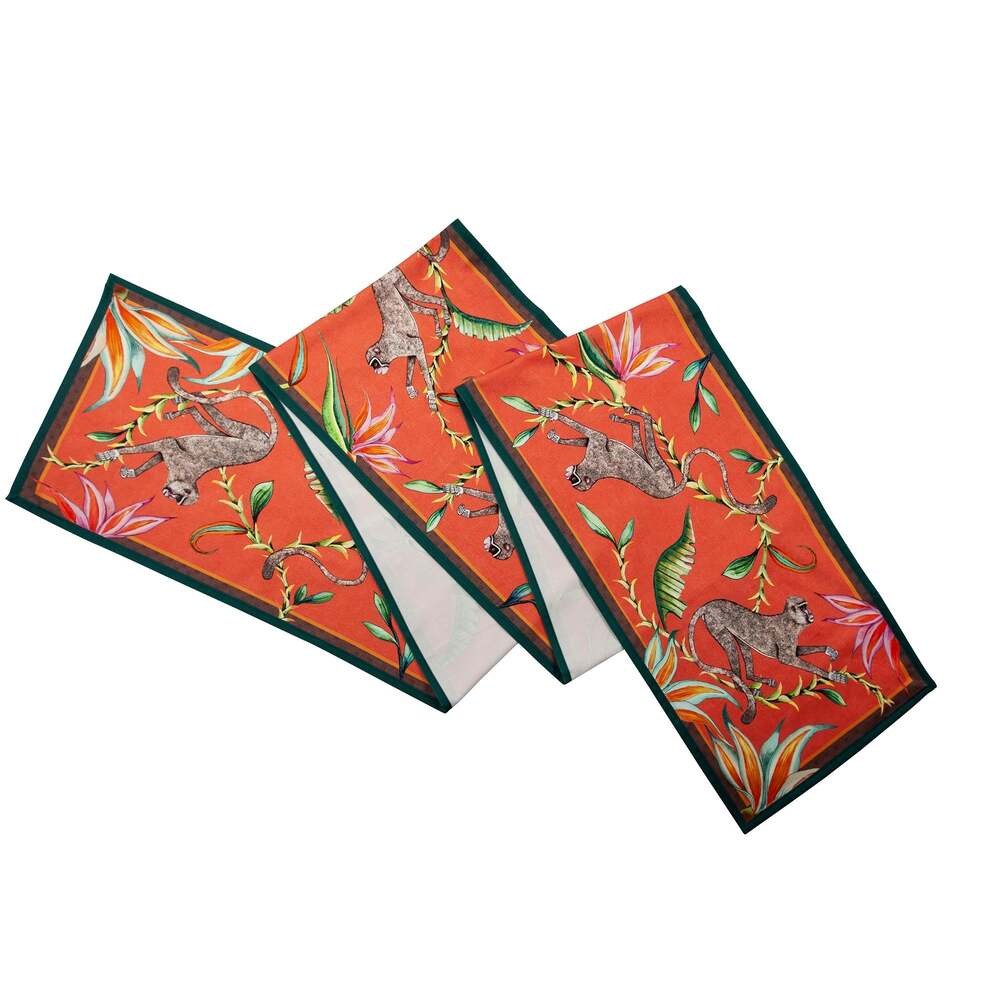 Monkey Paradise Table Runner - Coral by Ngala Trading Company