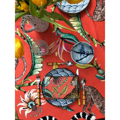 Monkey Paradise Tablecloth - Cotton - Coral - Square by Ngala Trading Company Additional Image - 1