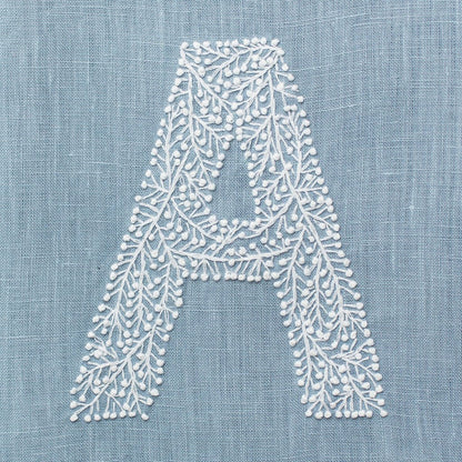 Monogram Twig Hand Towel Sky Blue Linen by Henry Handwork